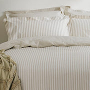 Yard Hebden 100% Cotton Stripe Duvet Cover Set (Natural, Super King) | Reversible Stripe Design Soft Breathable Comfort Bedding