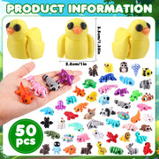 Celltestria 50Pcs Mini 3D Printed Animals Articulated Fidget Toys for Kids | Little Movable Joints 3D Printed Figurines for Gifts Party Favors Goodie Bags Exchange Classroom Prize