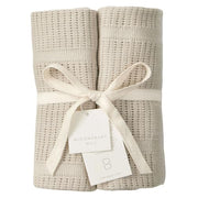 Bloomsbury Mill - Cellular Blankets Baby - 100% Organic Cotton - 2 Pack - Oat - Beige - Newborn Essentials - Soft Breathable Baby Blankets for Pram, Cot, Moses Basket - 75x95cm