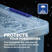 Bankers Box 4x 10L Plastic Storage Boxes with Lids. ProStore Super Strong Stackable Plastic Storage Boxes (14 x 34 x 21.5cm), Made in the UK, Clear