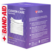 BAND-AID Brand Cushion-Care Gauze Pads, Large Size, 4 in x 4 in, 25 Count | Absorbent Dressing Pads, Non-Adhesive Comfortable Protection & Wound Care of Minor Cuts, Scrapes & Burns, For First Aid Kits
