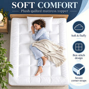 10cm Thick King Size Mattress Toppers - 1100GSM Hollowfibre (150X200cm) | Mattress Topper Kingsize Bed, Quilted Microfibre-Breathable, Hypoallergenic, Noiseless, Elastic Corner Straps