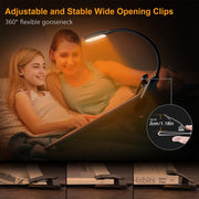 Gritin 16 LED Reading Light, Book Light - Eye Caring 3 Color Temperatures | Stepless Dimming Brightness, Power Indicator, Long-Lasting Rechargeable, Lightweight Flexible Clip on Lamp for Book Lovers