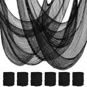 6-Pack Halloween Creepy Cloth - 30x72 Inch Black Halloween Gauze Spooky Fabric Cloth for Outdoor Decorations 6 Black