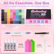Canvalite 40 Colors Bedazzling Kit, 35000 Pcs 3mm Resin Jelly Rhinestones | Flatback gems, with B7000 glue, tweezers and pickup pen, for nail art, clothing, shoes, phone cases and diamond art crafts