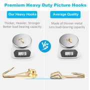 YHYZ Picture Hooks Heavy Duty, Picture Hanging Kit: Hangers (50 30 20 10 lbs) + Nails, Hanging Clock Photo Mirror Painting, for Plasterboard Wood Dry Walls Hardwall