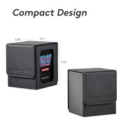 Mage Tech Commander Deck Box Lite - Card Display with Mini Snap Card Holder & Removable Cover, Fits 100+ Single-Sleeved Cards, Ideal for MTG, PTCG, OPCG, SWU & More (Black)