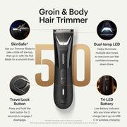 MANSCAPED® The Lawn Mower® 5.0 Ultra Groin & Body Hair Trimmer | Dual-Head SkinSafe® Trimmer & Foil Blades, Waterproof Wet/Dry, USB-C Rechargeable with Travel Case, Men’s Ball Shaver, Black