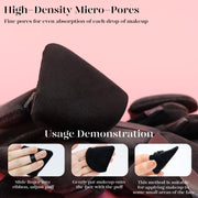 BEAKEY Powder Puff, 12pcs Face Triangle Powder Puffs for Loose & Foundation | Black Velvet Makeup Puff for Contouring & Baking, Ultra-soft Cloud Kiss Makeup Tools for Setting, Reusable & Washable