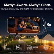 aosu T2 Pro 3K Dual Cam Outdoor Security Camera, Solar Powered, AI Tracking | 170° Wide & 360° PTZ, No Blind Spots, Local Storage ,Full Color Night Vision,AI Human Vehicle Tracking, 8X Zoom