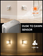 PURSNIC Night Light Plug in Wall, Dusk to Dawn, 3000K Warm White, 2 Pack | Brightness Adjustable, Auto ON/OFF, Energy Saving LED Plug-in Nightlight for Kids, Bedroom, Hallway, Stairs, Nursery