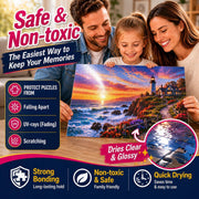 Clear Jigsaw Puzzle Glue with Applicators, Quick-Dry, 200mL | Glue for Puzzles to Frame, Non-Toxic, Non-Yellowing, Covers Up to 5,000 Pieces, Easily Preserves Finished Puzzles