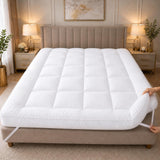 10cm Thick King Size Mattress Toppers - 1100GSM Hollowfibre (150X200cm) | Mattress Topper Kingsize Bed, Quilted Microfibre-Breathable, Hypoallergenic, Noiseless, Elastic Corner Straps