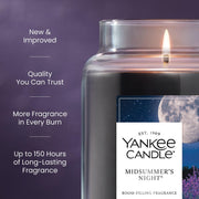 Yankee Candle MidSummer's Night Scented Candle, 22oz Large Jar | Up to 150 Hour Burn Time, Room Filling Fragrance, Long-Lasting Scent, Premium Plant Wax Blend, Consistent Burn, Giftable