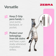 Zebra Pen Z-GRIP Smooth Ballpoint Pens Black Ink 5pk - Pastel Barrel 1mm Medium Point Retractable Ink Pens with Clip - Smooth Writing Pens with Low Viscosity Ink, Comfort Grip - 5 Pens Multipack