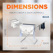 Status 230W Heated Winged Clothes Airer, Foldable Aluminium Electric Drying Rack with 20 Rails and 94cm Wingspan, Low-Energy Indoor Laundry Dryer Stand, Silver (AHCA-230W1PKB)