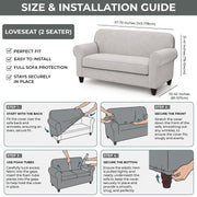 Hafaa High Stretch Sofa Cover 2 Seater Spandex Elastic Fit Loveseat Grey Sofa Slipcovers T Shape - Super Soft Non Slip Couch Covers Washable Furniture Protector for Pets/Kids/Dogs