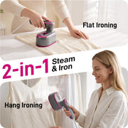 Steamer for Clothes, 2-in-1 Handheld Clothes Steamer with Dry & Steam Ironing, 180° Rotatable Handle, 20s Fast Heat-Up, 970W Portable Travel Steamer for Clothes, Compact for Home & Travel