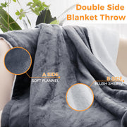 Heated Blanket Electric Throw 160x130CM, Dark Grey, Heating Blanket | 10 Levels &1-9H Timer Auto-Off, Machine Washable, Soft Flannel Sherpa Full Body Warming, Sofa Bed Office Use