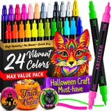 ARTISTRO 24 Acrylic Paint Pens Dual-Tip Dot+Fine for Rock, Glass & Fabric | Precision Colour for Colouring Books & Small Details, Water-Based, Quick-Dry & Low-Odour, Art Gift for Kids, Teens & Adults