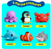 Tubby Tots Mold-Free Design Bath Toys for Kids - Baby Toys for Toddlers | 6 Sea Animals Bathtub Toys 2-4, 3-5 Years - Baby Beach Floating Tub Toy for Babies 6-12 Months - Water Table Toys