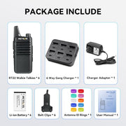 Retevis RT22 Commercial FRS Walkie Talkies Rechargeable Long Range (6 Pack) | Slim & Lightweight 2 Way Radio, For K-12 & Retail, Comfortable for All-Day Wear, Loud & Clear Audio, Charge 6 Radios At Once