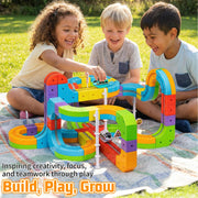 88 pcs KlickRail Electric Train Set Race Track for 3 4 5 6 7 8 Years Old | Building Toy Train Track Gravity-Defying 3D Embedded Layouts & Motorized Car, STEM Gift(Deluxe Set(88 piece)