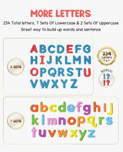 Gamenote Magnetic Alphabet Letters Kit, 238 Pcs with Magnet Board | Full-cover foam magnets, Double-sided dry erase board, Organized storage, Upper and lower letters for phonics & CVC practice