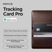 Nomad Tracking Card Pro Black, Premium Wallet Tracker with Apple Find My, 16-Month Battery Life, IPX7 Waterproof, Polycarbonate and Aluminum Design, TSA Approved, Wireless Rechargeable, iOS Only