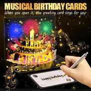Bevbovcard Pop Up Birthday Cards for Men, LED Light & Music Blow The Candle | 3D Balloons, Singing Happy Birthday gifts Card for Husband - Women, Kids, Son, Her, & Dad