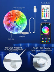 GIPOYENT TV Light Strip, 5M TV Backlight, for 45-75 Inch TV, Music Sync LED TV Light with Bluetooth Function - RGB Color Changing Light Strip for Home Theater (16.4ft)
