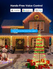 Govee Christmas Cone Tree Lights, 9ft 610 LEDs RGBIC Christmas Tree Light | Smart App Control, IP67 Waterproof Outdoor String Lights for Halloween Christmas Decorations, 100+ Scene Modes, Music Sync