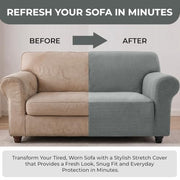 Hafaa High Stretch Sofa Cover 2 Seater Spandex Elastic Fit Loveseat Grey Sofa Slipcovers T Shape - Super Soft Non Slip Couch Covers Washable Furniture Protector for Pets/Kids/Dogs
