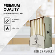 Price's Candles Ivory Tapered Dinner Candles Pack of 50 | Unscented, up to 7 hours burn, clean-burning ivory wax, ideal for weddings, dining, events and home décor