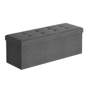 SONGMICS Ottoman Storage Box, Foldable Tufted Bench, 131L | 110 x 38 x 38 cm, Removable Divider, Foot Rest for Entryway Living Room, Grey and Black, Minota Collection, LSF80GYZ
