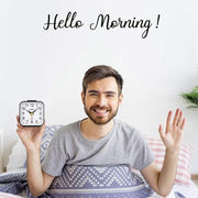 Azyh Analog Alarm Clock, Silent No Ticking Alarm Clock with Light, Snooze, Battery Operated, Loud Alarm, Luminous, Portable Clock, Quiet Small Travel Clock for Deep Sleeper