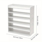 Neo White 6 Tier Wooden Shoe Rack Space-Saving Cabinet Organiser Shelving Storage Shelf for Entryway Hallway Closet Bedroom