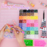 Canvalite 40 Colors Bedazzling Kit, 35000 Pcs 3mm Resin Jelly Rhinestones | Flatback gems, with B7000 glue, tweezers and pickup pen, for nail art, clothing, shoes, phone cases and diamond art crafts