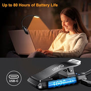 Gritin 16 LED Reading Light, Book Light - Eye Caring 3 Color Temperatures | Stepless Dimming Brightness, Power Indicator, Long-Lasting Rechargeable, Lightweight Flexible Clip on Lamp for Book Lovers