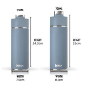 Ninja Thirsti Water Bottle and Flask 700 ML, Blue, with Leak-Proof Lid | Designed For Carbonated, Hot & Cold Drinks, Ideal For Travel & Sports, Triple Insulated, Stainless Steel Bottle, DW2401EUUKBL