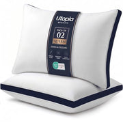 Utopia Bedding Pillows 2 Pack, Queen Bed Pillows, Brushed Fabric, Navy | 45x66 cm Queen Bed Pillows Soft Brushed Fabric Plush Hollow Fiber Filling Breathable Construction Comfortable Sleep Support