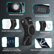 Kuangmi Knob Knee Brace for Pain Relief, Knee Support with Patella Gel Pad & Side Stabilizers, Compression Knee Sleeve for Workout, Arthritis, Joint Pain, Meniscus Tear (Black,Left,Large,Single)