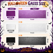 AHEONLAR 8 Pack Halloween Creepy Cloth 30x72 Inch Black White Purple Spooky Fabric Cloth Indoor Outdoor Halloween Decorations for Party Supplies, Home Wall, Doorway, Yard