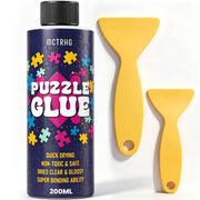 Clear Jigsaw Puzzle Glue with Applicators, Quick-Dry, 200mL | Glue for Puzzles to Frame, Non-Toxic, Non-Yellowing, Covers Up to 5,000 Pieces, Easily Preserves Finished Puzzles