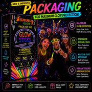 Glow Sticks 100 Pack with 100 Connectors( 205 Pcs Kit) Glow Glasses Kit-Ball and Triple Connectors-Glow in the Dark Party Supplies - Bracelets & Necklaces for Kids & Adults