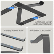 Tonmom Laptop Stand for Desk, Aluminum Laptop Riser Holder | Removable Metal Notebook Stand Ventilated Cooling Computer Riser Compatible with 10-15.6” Laptops