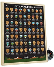 Palettes and Prints US National Parks Scratch Off Poster - Park Gifts | 12”x16” National Park Posters - Scratch-Off Travel Map - National Park Decor - Map - Wall Art - Track Your Journey