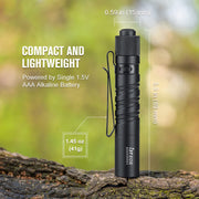OLIGHT I3T EOS Small EDC Flashlight Handheld LED Light (Black) | 180LM,Slim Mini Handheld Light,60M Throw,IPX8 Waterproof,Lightweight,Portable,Two-Way Pocket Clip,AAA Battery