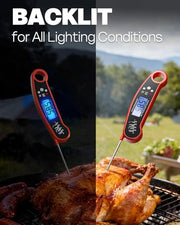 BESROY Meat Thermometer, Food Thermometer, Cooking Thermometer, Insta-Read | Folds away, LED display, Clear Readings, Insta-Read Accuracy, Waterproof, Built Tough for the Outdoors, Versatile Performance