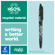 PILOT - FriXion Ball Erasable Rollerball Pen 0.7mm - Black Ink - Pack of 5 | WRITE & ERASE: 0.7mm erasable black rollerball pens for smooth everyday notes and easy corrections.